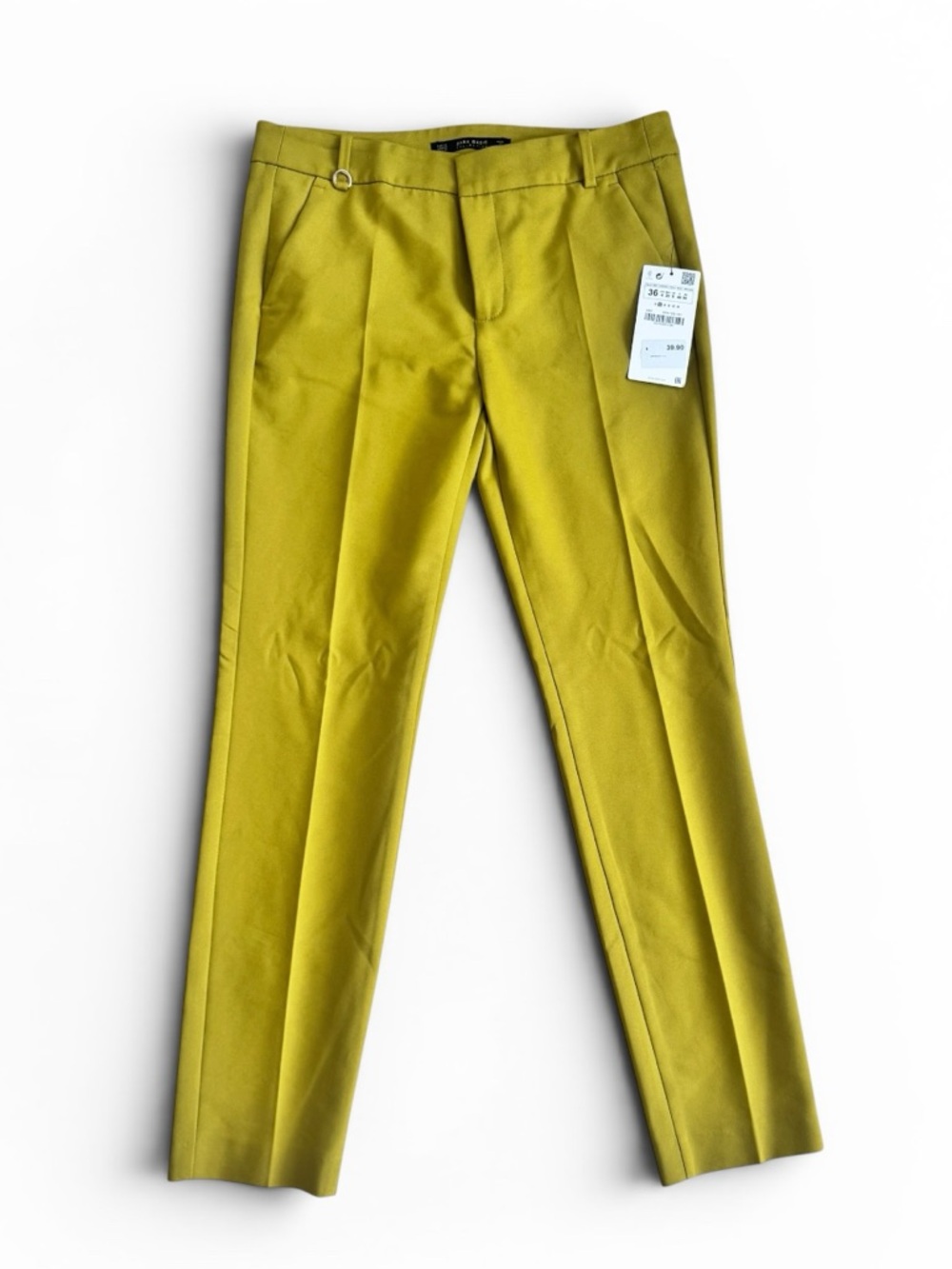 Zara Slim Dress Pants in chartreuse. Ankle slim fit